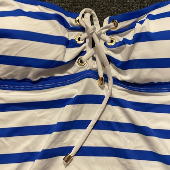 Lauren Ralph Lauren Port Stripe Lace Front Bandini Top NWT Women's size 10 - Picture 4 of 6